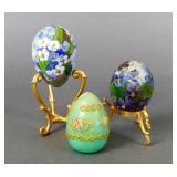 Painted & Signed Eggs & W. German Egg Candle (3)