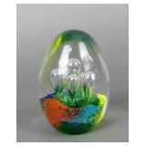 Vtg. Murano Glass Egg Deep Sea Bubble Paperweight