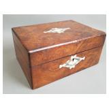 Vtg. Wooden Mother of Pearl Inlay Lock Box
