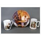 Norman Rockwell Mugs & Plate (3)