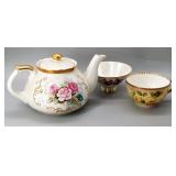 Vtg. Iridescent Tea Pot, Bowl & German Tea Cup