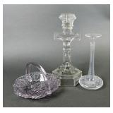Glass Crucifix Candleholder, Basket, Vase