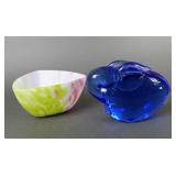 Cobalt Blue Elephant , Pink & Green Triangle Dish