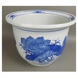 Cobalt Blue and White Tapered Porcelain Planter