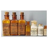 Vtg. Amber & Clear Apothecary Medicine Bottles (7)