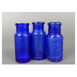 Vtg. Cobalt Blue Apothecary Medicine Bottles (3)