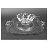Clear Glass Sauce Dish, Spoon, & Serving Plate