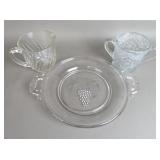 Glass Pitcher, Holder, & Plate (3)