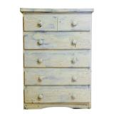 Vintage Distressed Wood Tallboy Dresser