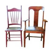 Vintage Quarter Sawn Oak Arm Chair & Side Chair