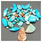 Small Collection of Turquoise & Coral Beads