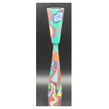 Vtg. Hand Painted Wooden Candle Holder Denmark