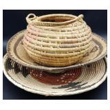 Woven Basket & Trays (3)