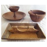 Vintage Wood Caddy & Tiered Serving Tray (3)