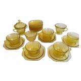 Federal Glass Madrid Amber Tea Set (20)