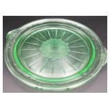 Depression Green Glass Cake Plate