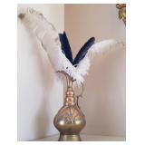 Brass Pitcher W/ Feather Plumes