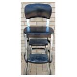 Vintage Black Vinyl Chrome Metal Cosco Stool