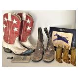 Western Decor - Vintage Boots, Shot Glasses +