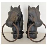 Vintage Cast Iron Horse Head Post Caps (2)