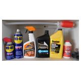 Oil, WD-40, Power Steering Fluid +