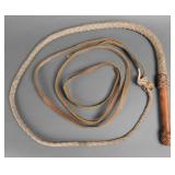 Vintage Braided Leather Bullwhip