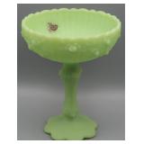 Vintage Fenton Custard Lime Green Compote Dish