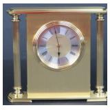 Linden Brass Table Clock With Fluted Columns
