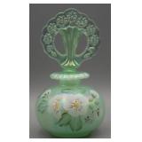 Fenton Art Glass Optic Green Stripe Perfume Bottle