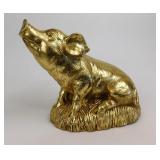 Bright Gold Realistic Piglet Statue
