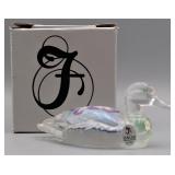 Fenton Art Glass White Opalescent Mallard