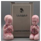 Fenton Art Glass Rosalene Praying Boy & Girl