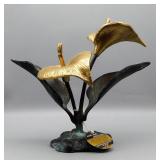 Stunning Anthurium Laceleaf Brass Statue