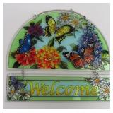 Butterfly Stained Glass Suncatcher Welcome Sign