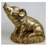 Burnished Gold Realistic Piglet Statue