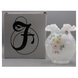 Fenton Art Glass Optic White Rose Vase