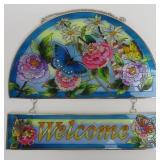 Butterfly Stained Glass Suncatcher Welcome Sign