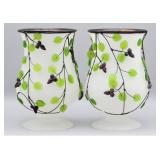 Frosted Glassware Hurricane Vases (2)