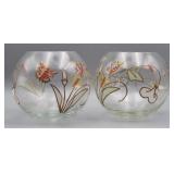 Romanian Hand Painted Art Glass Vases (2)
