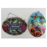 Small Oval Glass Suncatcher Welcome Signs (2)