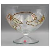 Romanian Hand Painted Art Glass Pedestal Vase