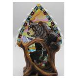 Beautiful Painted Glass With Bear Sculpted Holder