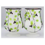 Frosted Glassware Hurricane Vases (2)