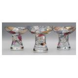 Euroglass Romanian  Art Glass Candle Holders (3)