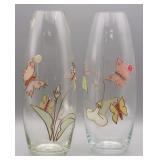 Romanian Hand Painted Art Glass Vases (2)