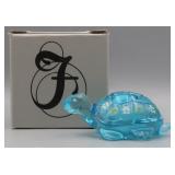 Fenton Art Glass Blue Topaz Turtle