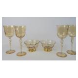 Romanian Long Stem Wine Glasses (4) & Bowls (2)