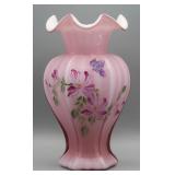 Fenton Art Glass Handpainted Pink Vase