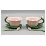 Cosmos Flower Tea Cup w/ Leaf Saucer & Stir Spoon