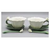 Cosmos Flower Tea Cup Set w/ Saucer & Stir Spoon